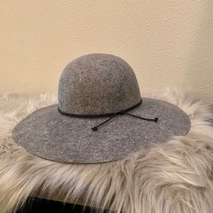 Halogen Gray Wool Floppy Wide Brim Hat